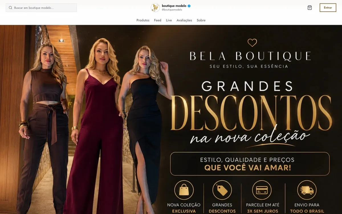 A mesma loja com o tema Elegante