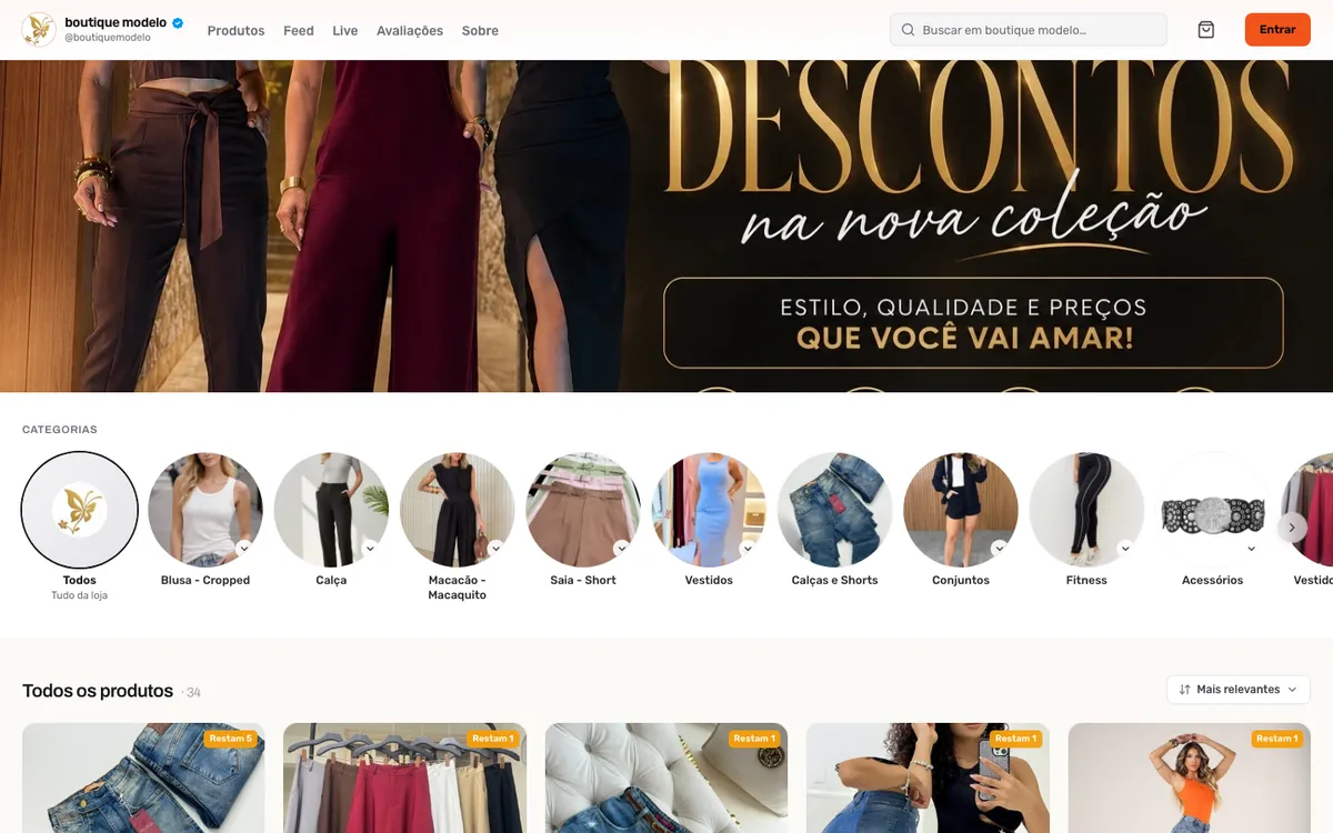 A mesma loja com o tema Marketplace